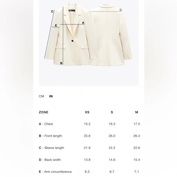 Zara NWT lapel-less tailored blazer white 2431/597